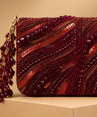 Lila Maroon Suede Embellished Mini Bag