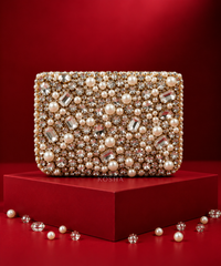 Reem Ivory Suede Embellished Mini Bag