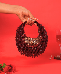 Alara Maroon Suede Embellished Hobo Bag