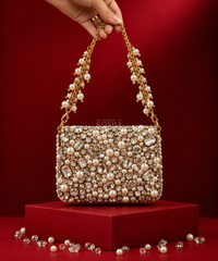 Reem Ivory Suede Embellished Mini Bag