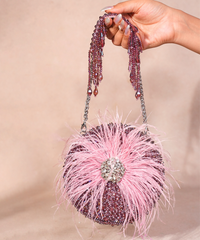 Kiraz Mauve Suede Embellished Clutch