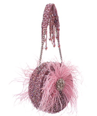 Kiraz Mauve Suede Embellished Clutch