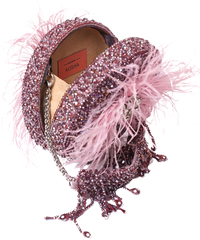 Kiraz Mauve Suede Embellished Clutch