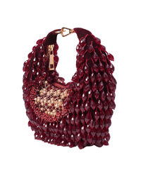 Alara Maroon Suede Embellished Hobo Bag