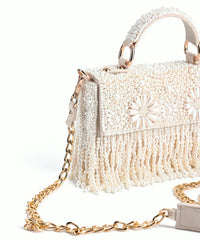 Nasrin Ivory Embellished Box Bag
