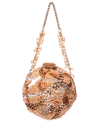 Amna Gold Suede Embellished Round Bag