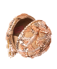 Amna Gold Suede Embellished Round Bag