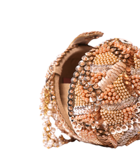 Amna Gold Suede Embellished Round Bag