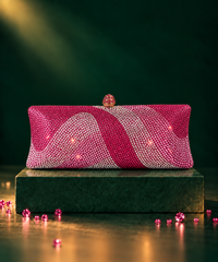 Glitz Pink Ombre Rhinestone Long Clutch