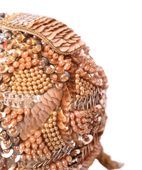 Amna Gold Suede Embellished Round Bag