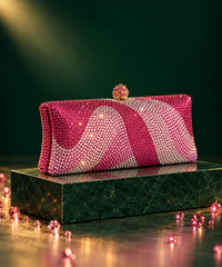 Glitz Pink Ombre Rhinestone Long Clutch