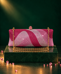 Glitz Pink Ombre Rhinestone Long Clutch