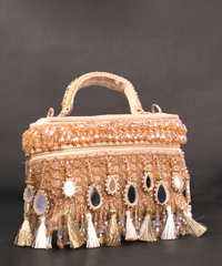 Mirage Gold Mirrorwork Embellished Vanity Bag