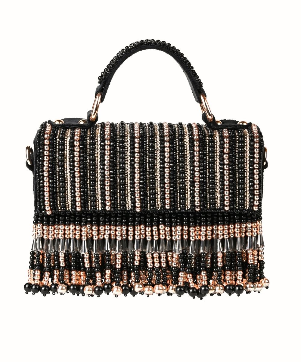 Symphony Black Suede Embellished Box Bag