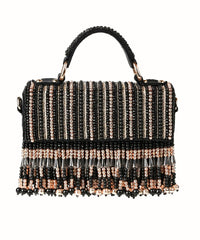 Symphony Black Suede Embellished Box Bag