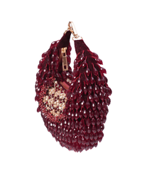 Alara Maroon Suede Embellished Hobo Bag
