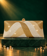 Glitz Gold Ombre Rhinestone Long Clutch