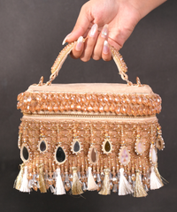 Mirage Gold Mirrorwork Embellished Vanity Bag