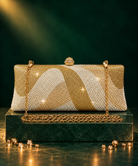 Glitz Gold Ombre Rhinestone Long Clutch