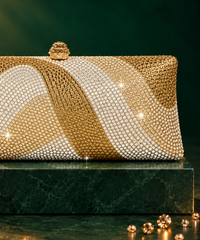 Glitz Gold Ombre Rhinestone Long Clutch