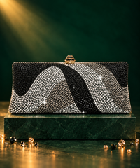 Glitz Black Ombre Rhinestone Long Clutch