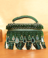 Mirage Green Mirrorwork Embellished Vanity Bag