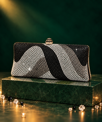 Glitz Black Ombre Rhinestone Long Clutch