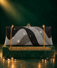 Glitz Black Ombre Rhinestone Long Clutch