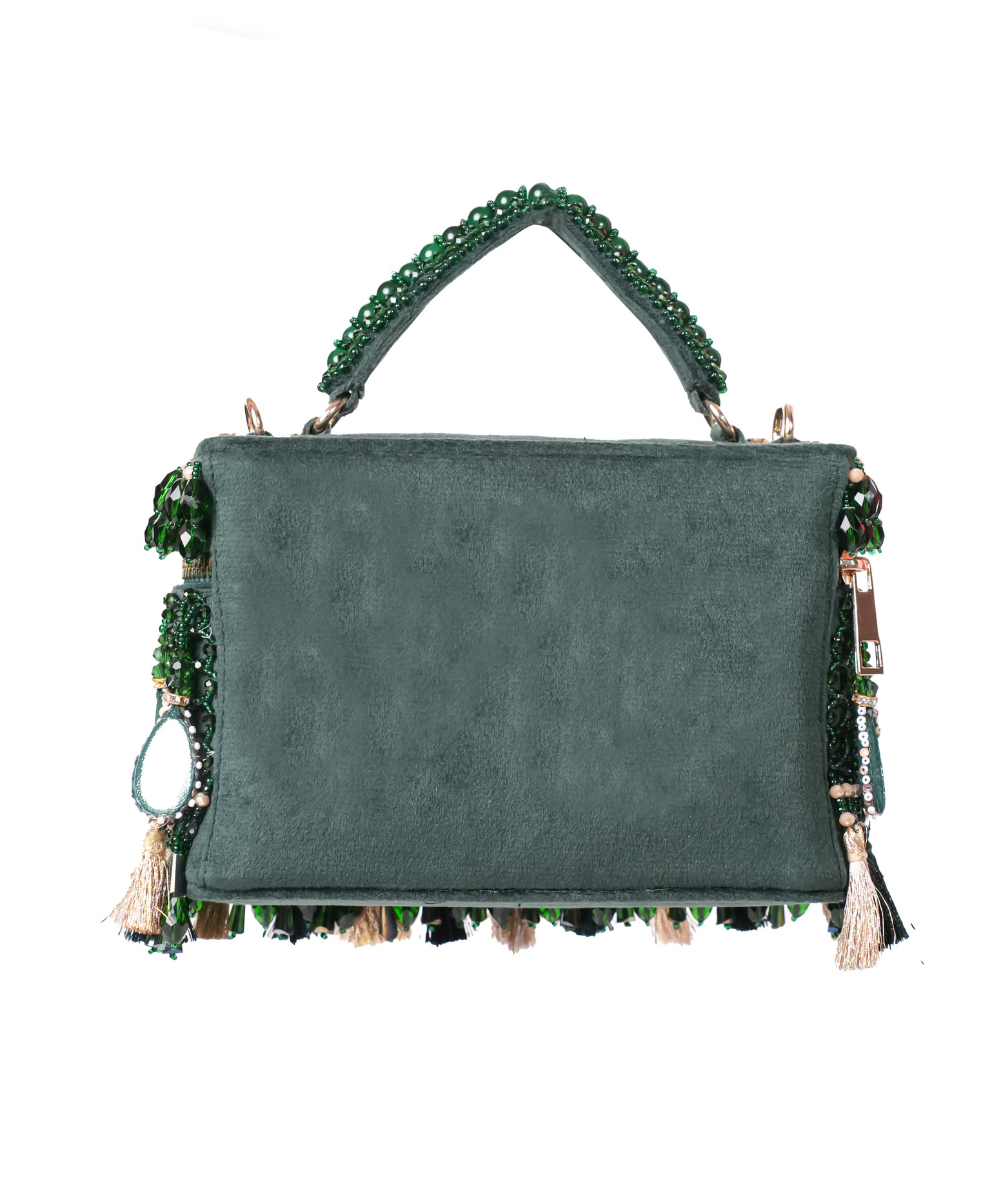 Mirage Green Mirrorwork Embellished Vanity Bag