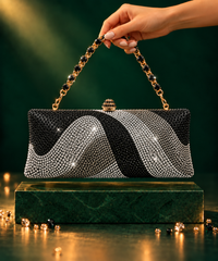 Glitz Black Ombre Rhinestone Long Clutch