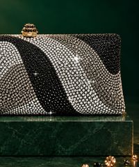 Glitz Black Ombre Rhinestone Long Clutch