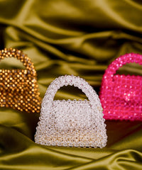 Razzle White Crystal Handcrafted Mini Bag