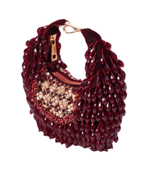 Alara Maroon Suede Embellished Hobo Bag