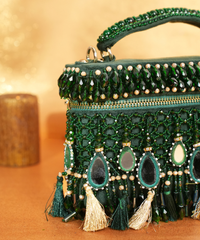 Mirage Green Mirrorwork Embellished Vanity Bag