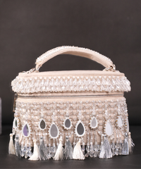 Mirage Silver Mirrorwork Embellished Vanity Bag