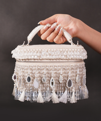 Mirage Silver Mirrorwork Embellished Vanity Bag