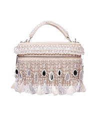 Mirage Silver Mirrorwork Embellished Vanity Bag