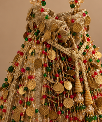 Devi Gold Georgette Coin Embroidered Potli