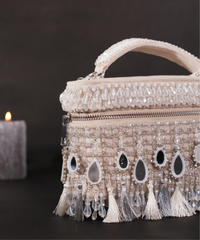 Mirage Silver Mirrorwork Embellished Vanity Bag