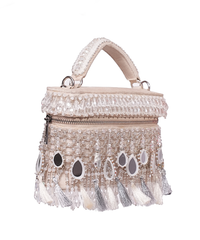 Mirage Silver Mirrorwork Embellished Vanity Bag