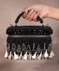 Mirage Black Mirrorwork Embellished Vanity Bag