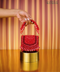 Josy Red Suede Embellished Mini Bag