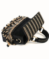 Symphony Black Suede Embellished Box Bag