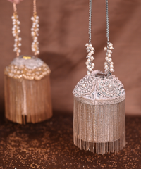 Ella Silver Georgette Handcrafted Bucket Bag