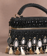 Mirage Black Mirrorwork Embellished Vanity Bag
