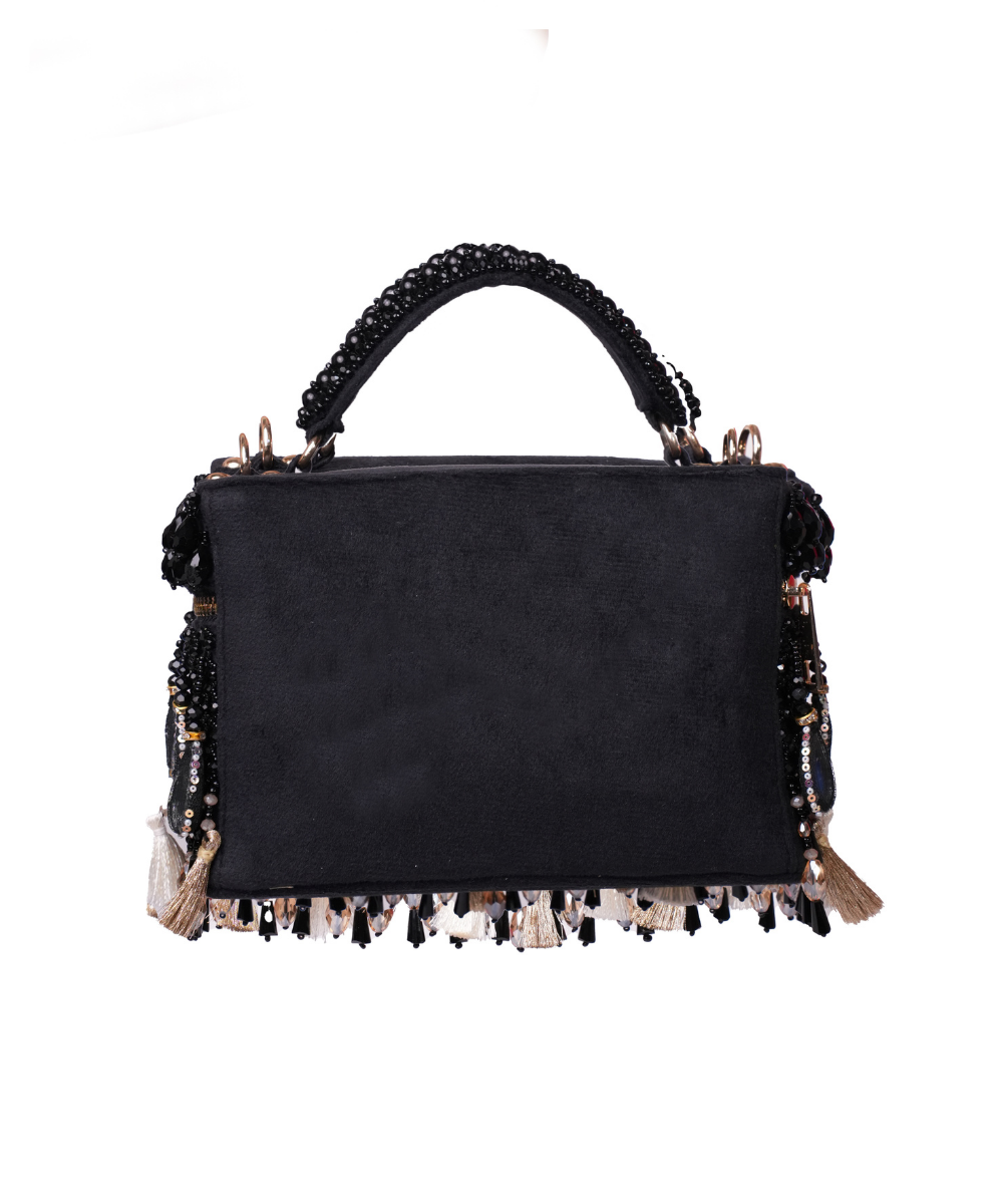 Mirage Black Mirrorwork Embellished Vanity Bag