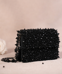 Kiyara Black Suede Crystal Embellished Mini Bag