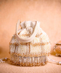 Rayna Ivory Suede Embellished Potli