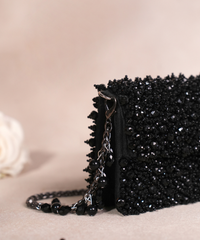 Kiyara Black Suede Crystal Embellished Mini Bag