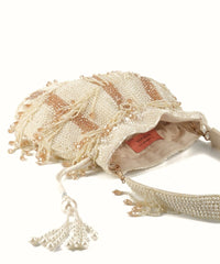 Rayna Ivory Suede Embellished Potli